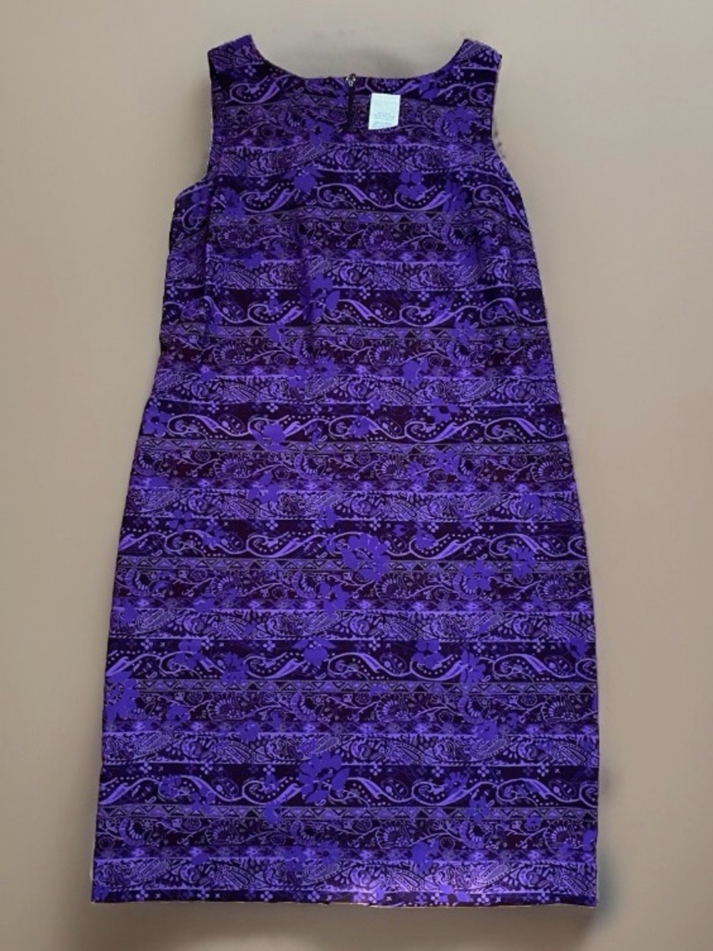 Lady Dorby Vintage XL Sleeveless Purple Paisley Midi Shift Dress